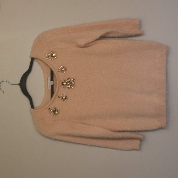 New York & Company | Pink 3/4 Sleeve Fuzzy | 026 - Picture 2 of 5